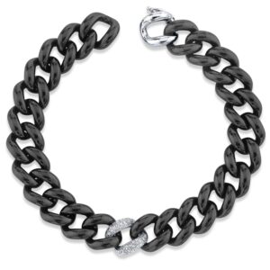 DIAMOND SINGLE PAVE & BLACK CERAMIC ESSENTIAL LINK BRACELET