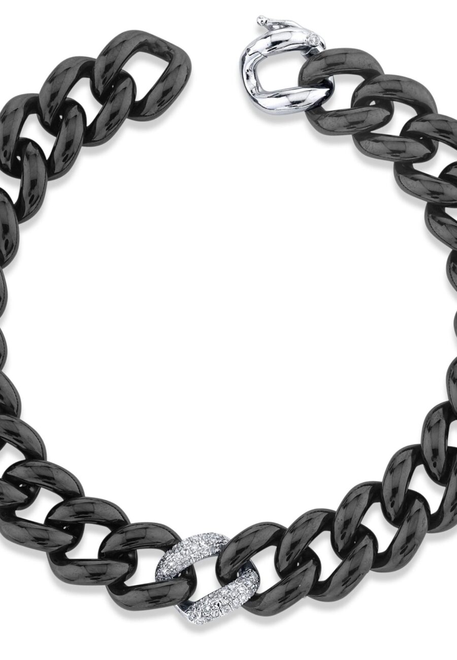 DIAMOND SINGLE PAVE & BLACK CERAMIC ESSENTIAL LINK BRACELET