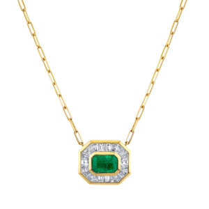 EMERALD & DIAMOND HALO NECKLACE