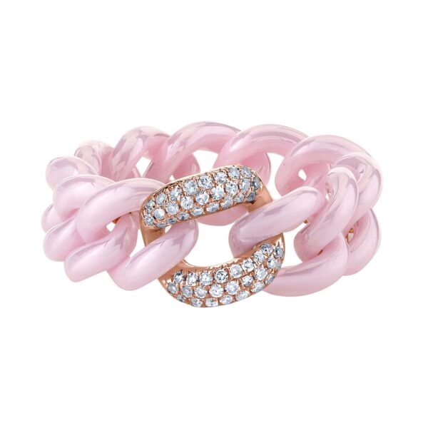 PINK CERAMIC PAVE MEDIUM LINK RING
