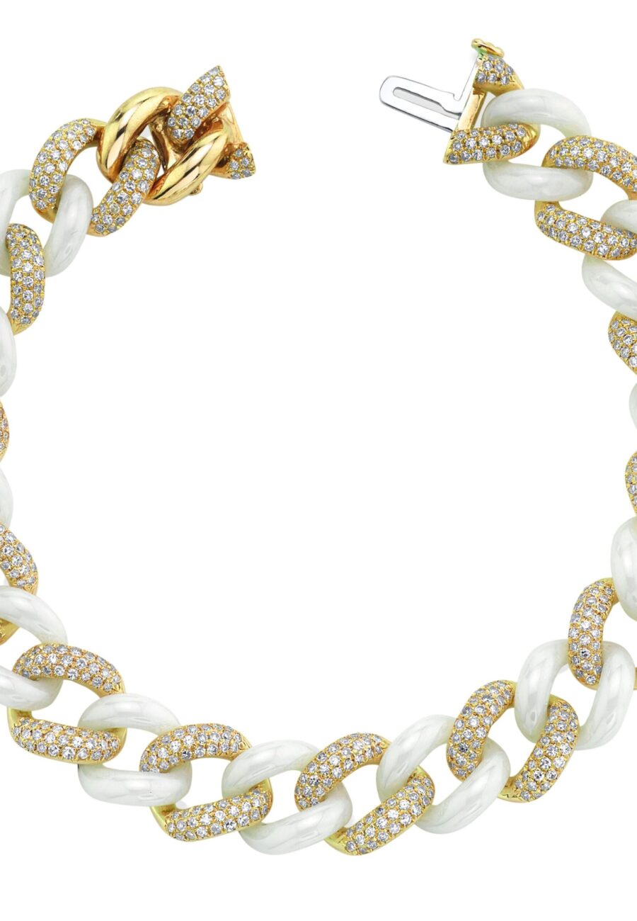 DIAMOND PAVE & WHITE CERAMIC ESSENTIAL LINK BRACELET