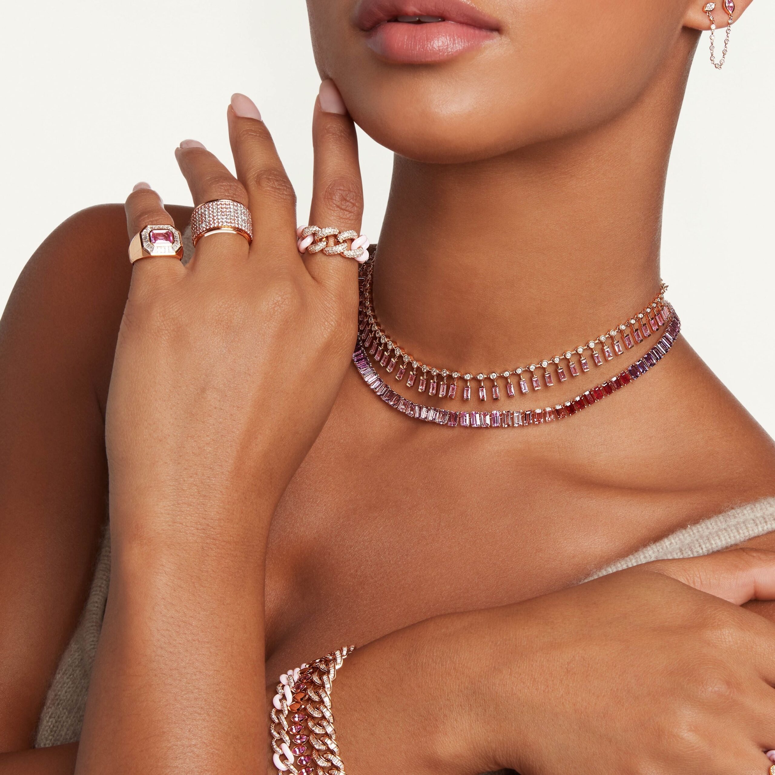PINK SAPPHIRE OMBRE ETERNITY NECKLACE - Image 2