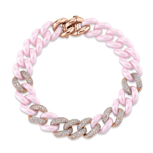 PINK CERAMIC PAVE ESSENTIAL LINK BRACELET