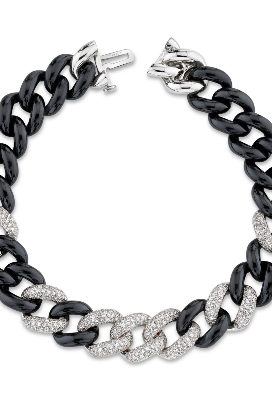BLACK CERAMIC PAVE ESSENTIAL LINK BRACELET
