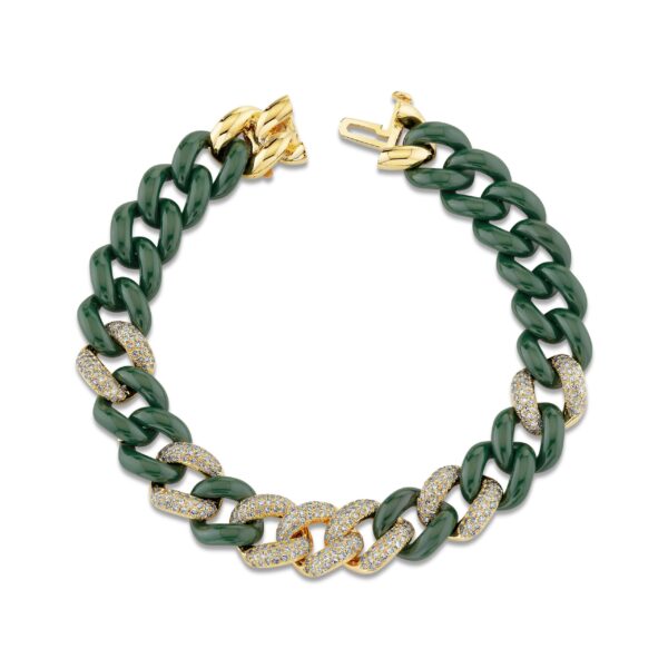GREEN CERAMIC PAVE ESSENTIAL LINK BRACELET