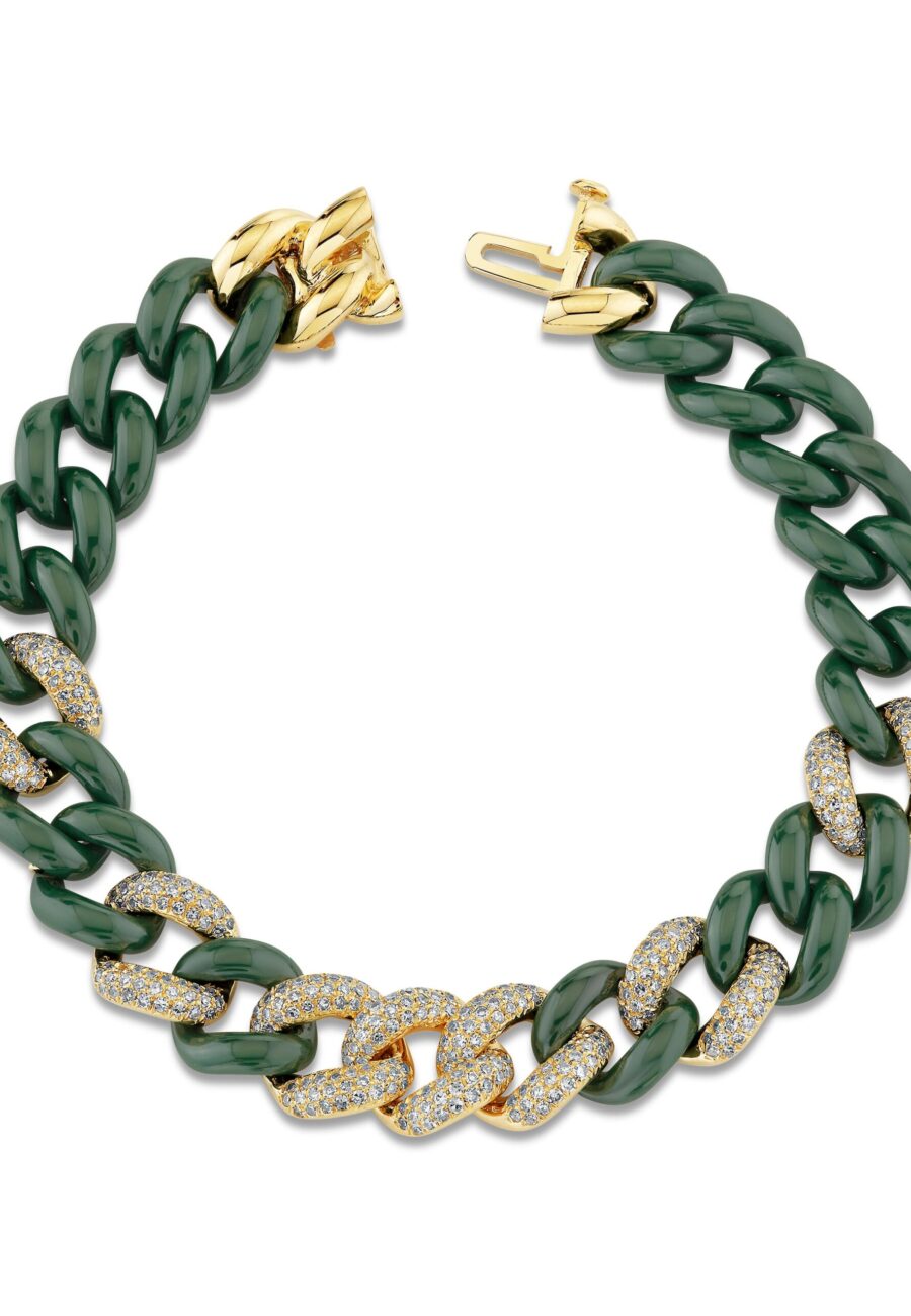 GREEN CERAMIC PAVE ESSENTIAL LINK BRACELET