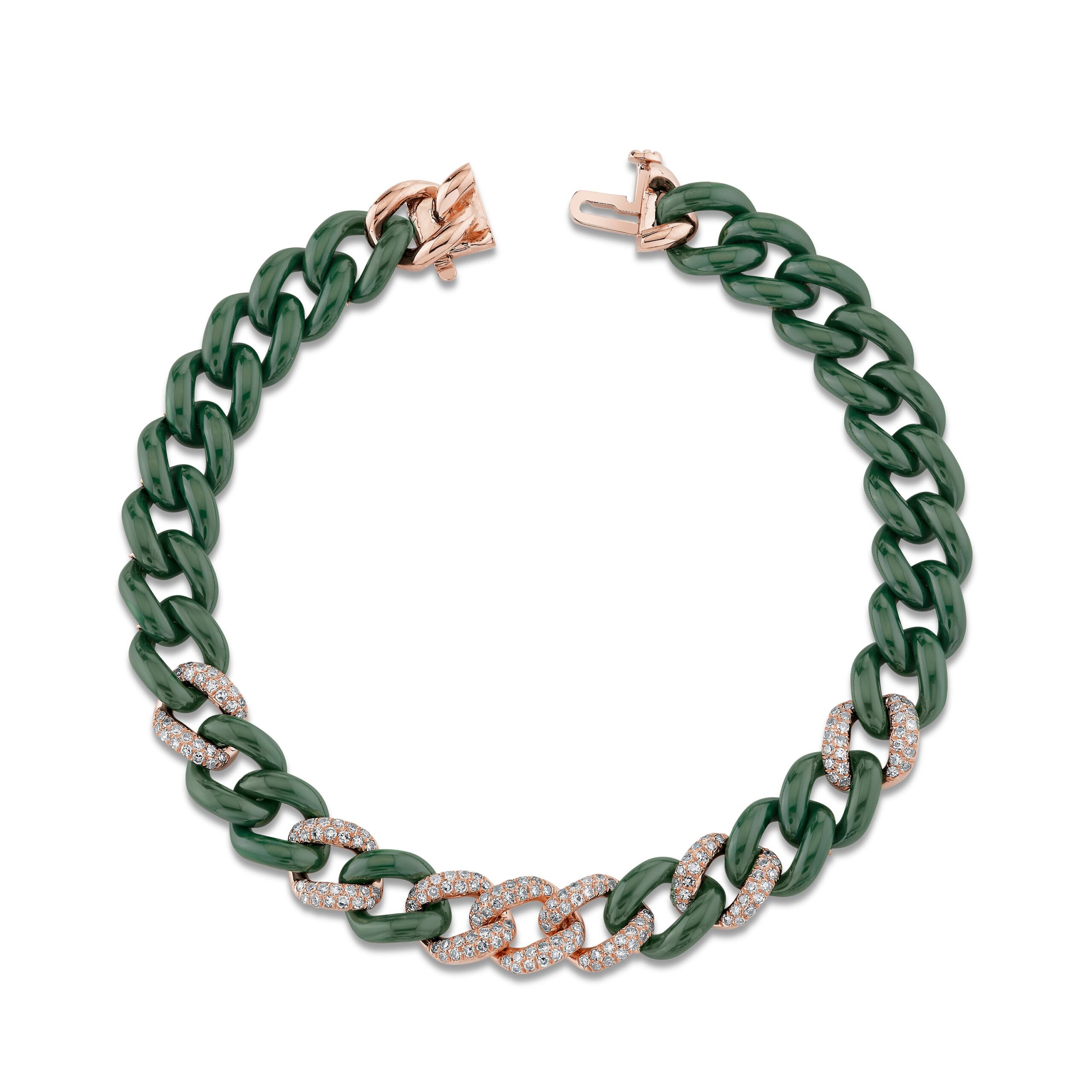 GREEN CERAMIC PAVE MEDIUM LINK BRACELET - Image 4