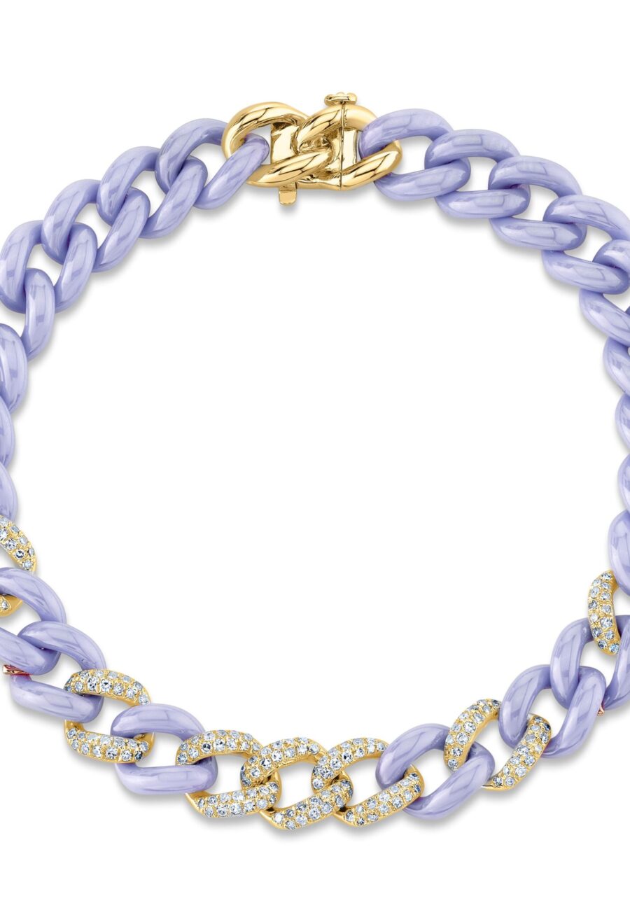 LAVENDER CERAMIC PAVE MEDIUM LINK BRACELET