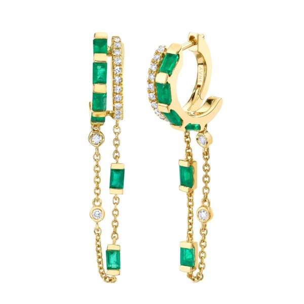 EMERALD & DIAMOND DOUBLE FRINGE HUGGIES