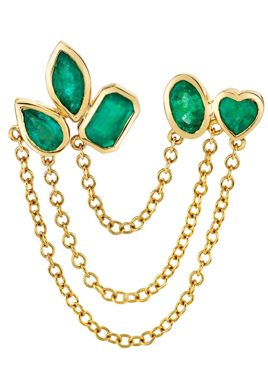 EMERALD MIXED DUO CHAIN STUD