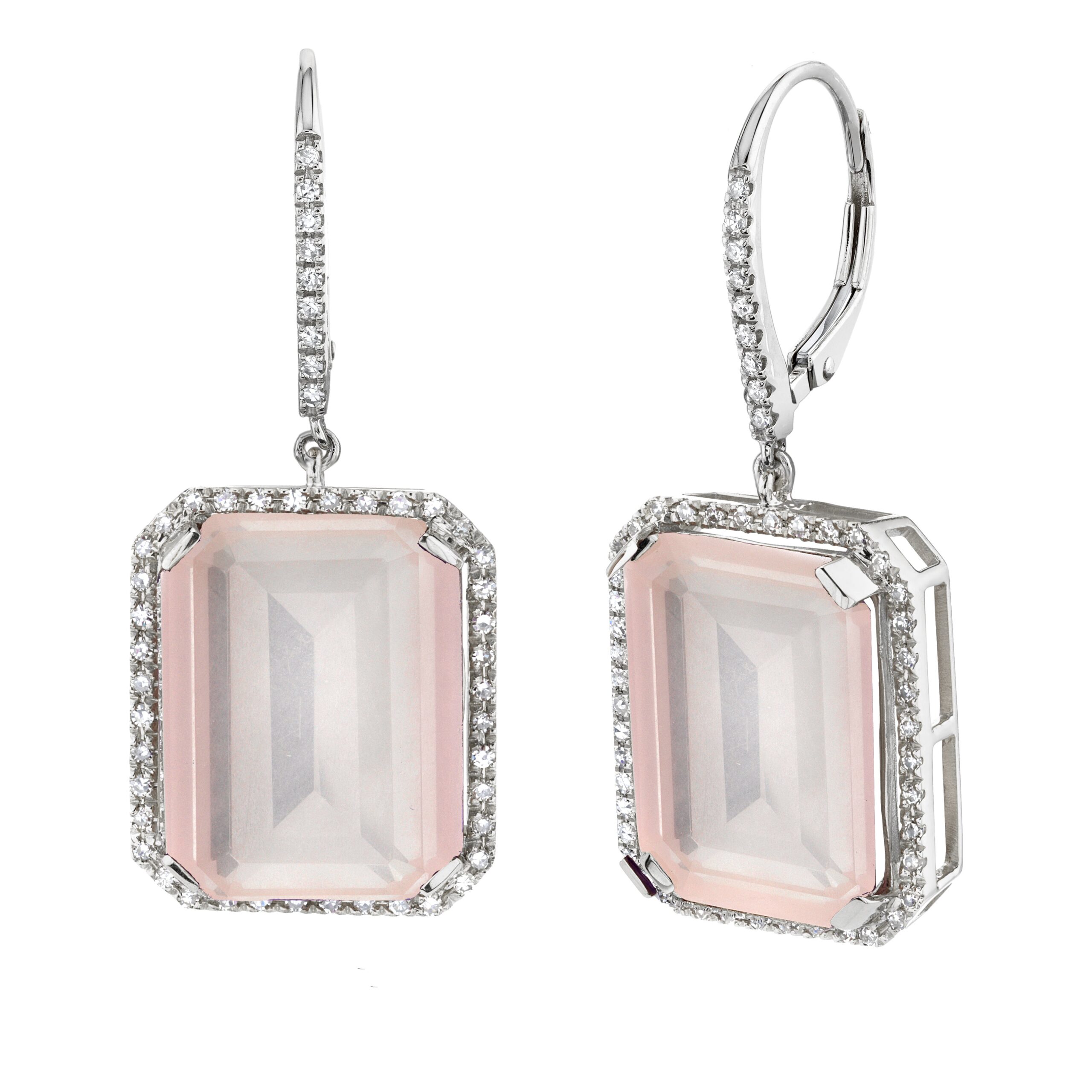 LIGHT PINK CRYSTAL & DIAMOND PORTRAIT EARRINGS - Image 3