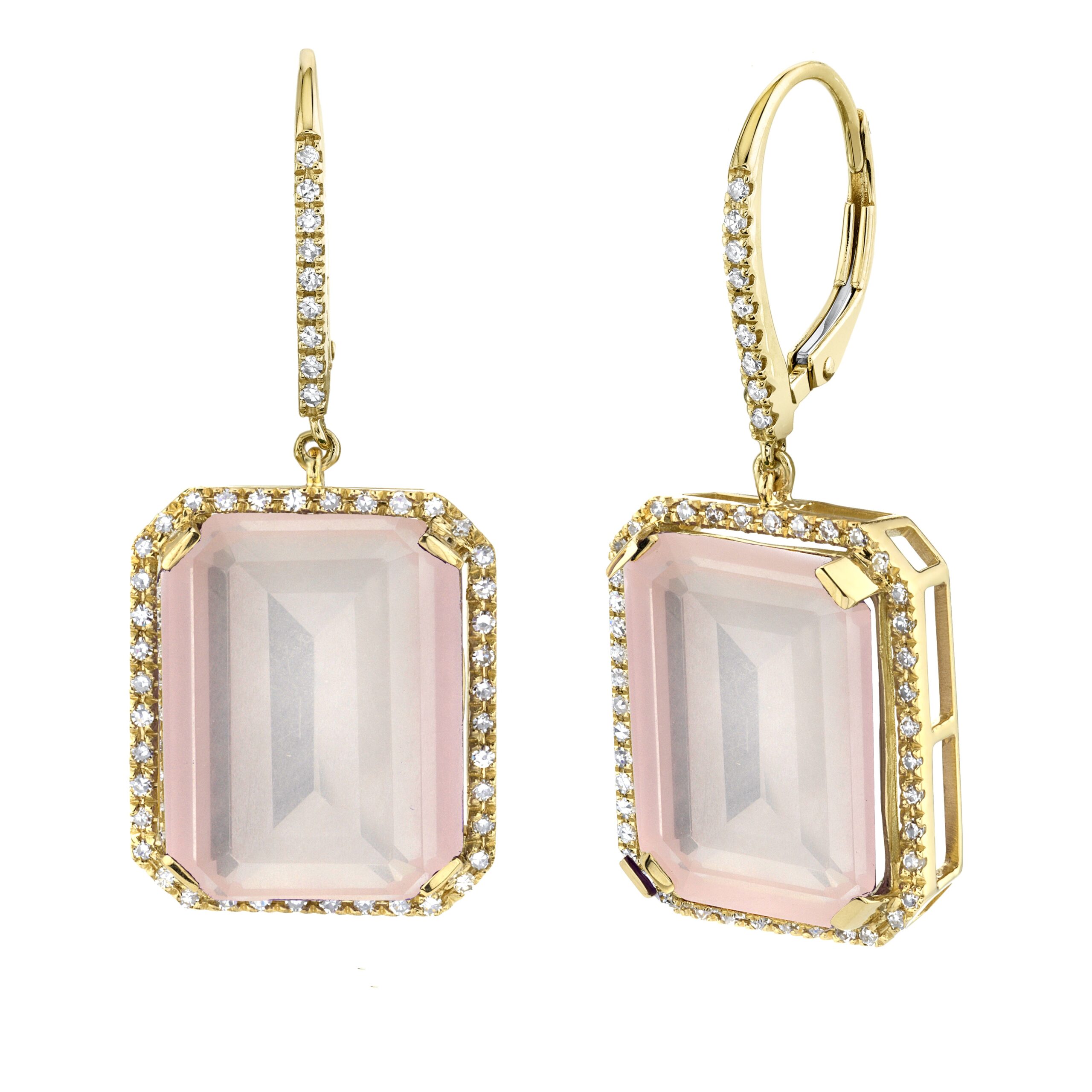 LIGHT PINK CRYSTAL & DIAMOND PORTRAIT EARRINGS - Image 4