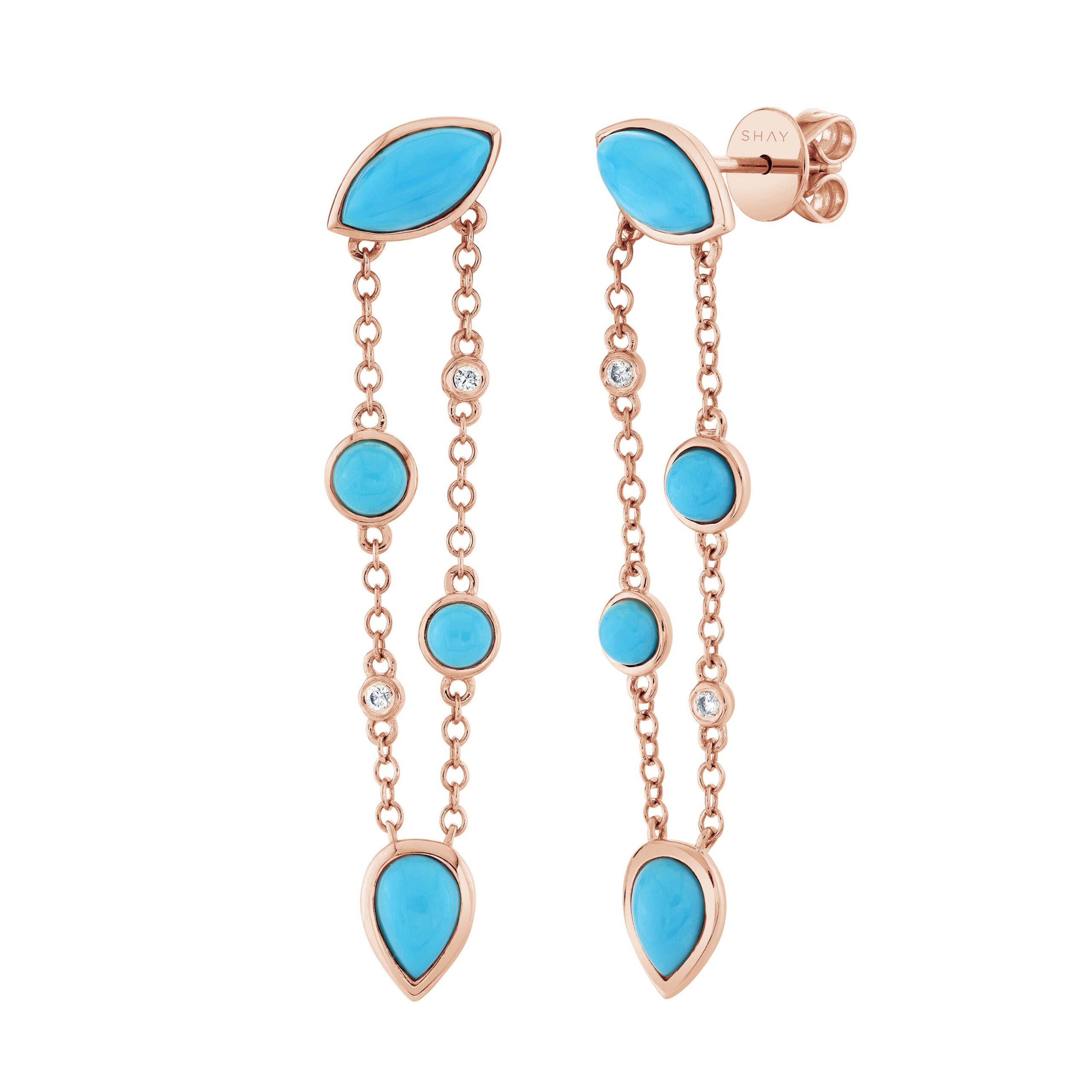TURQUOISE & DIAMOND RIVIERA FRINGE EARRINGS - Image 5