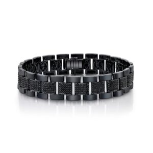 MEN'S BLACK DIAMOND PARTIAL PAVE JOURNEY BRACELET