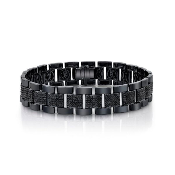 MEN'S BLACK DIAMOND PARTIAL PAVE JOURNEY BRACELET