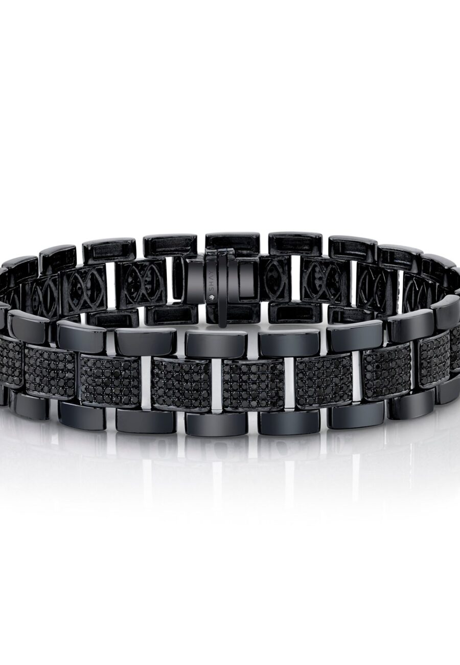 MEN'S BLACK DIAMOND PARTIAL PAVE JOURNEY BRACELET
