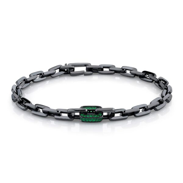 MEN'S GREEN GARNET SINGLE DECO LINK BRACELET