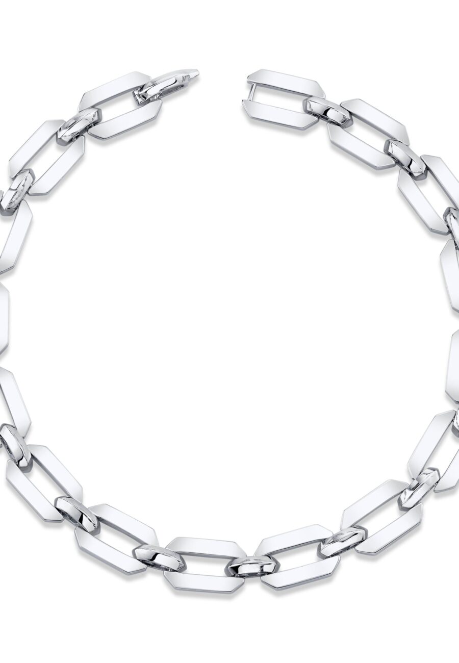 READY TO SHIP MEN'S SOLID GOLD FLAT GEO LINK BRACELET