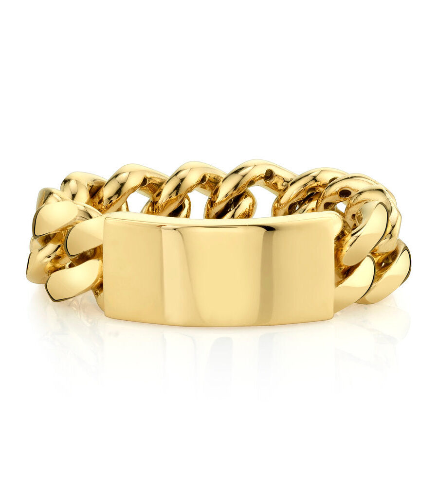 MEN'S SOLID GOLD ID FLAT LINK RING