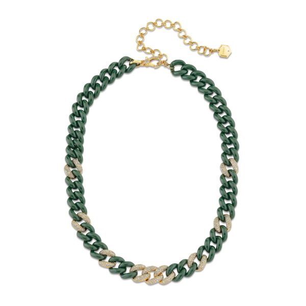 GREEN CERAMIC PAVE ESSENTIAL LINK NECKLACE