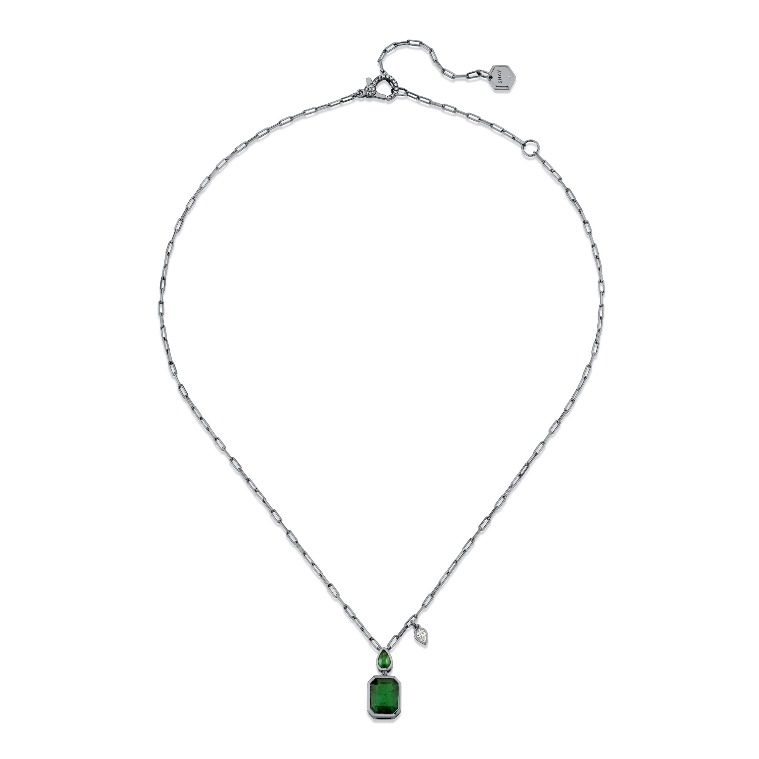 EMERALD DOUBLE DROP NECKLACE - Image 9
