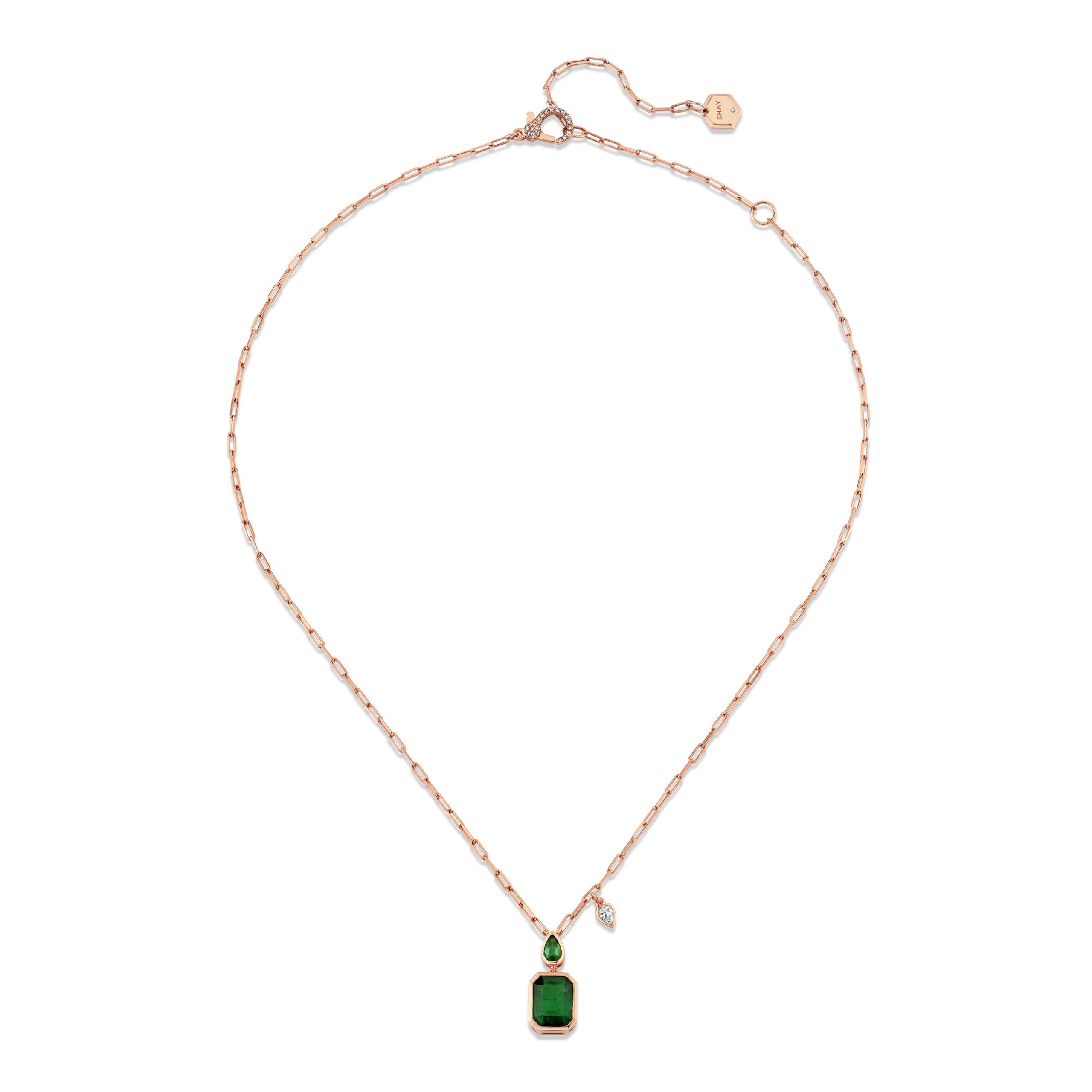 EMERALD DOUBLE DROP NECKLACE - Image 7