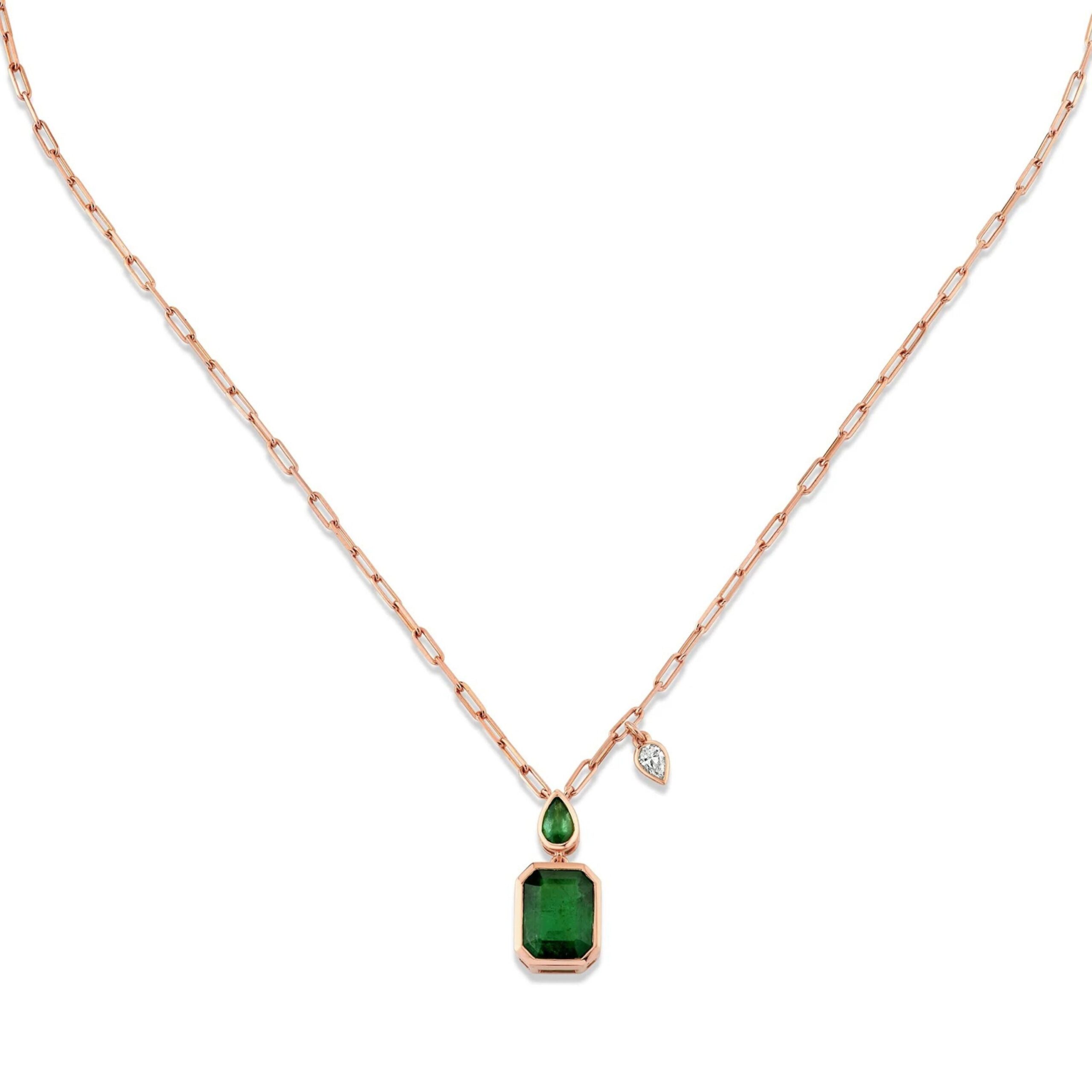 EMERALD DOUBLE DROP NECKLACE - Image 6