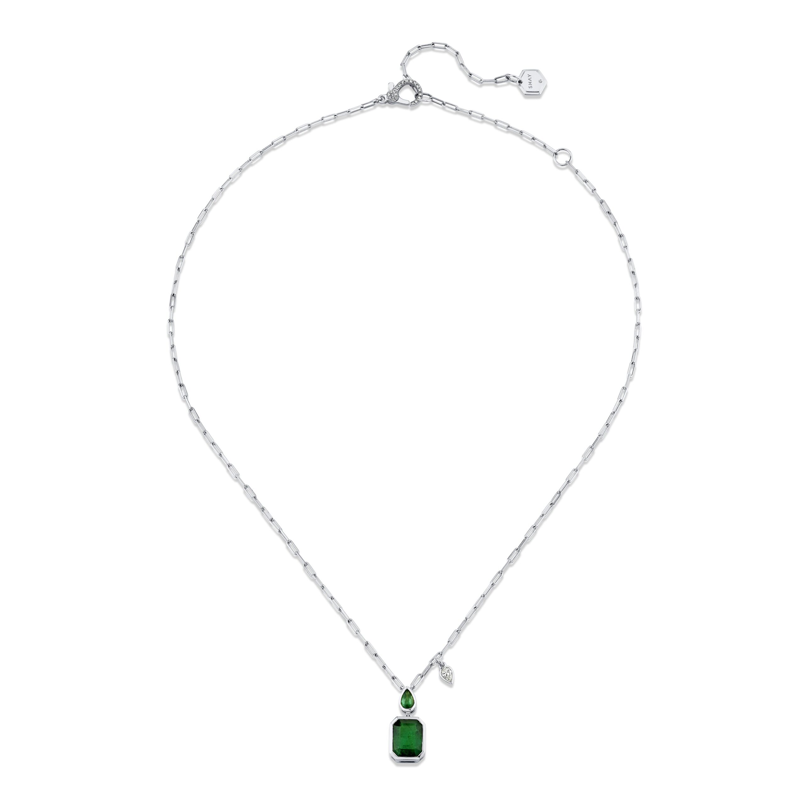 EMERALD DOUBLE DROP NECKLACE - Image 5