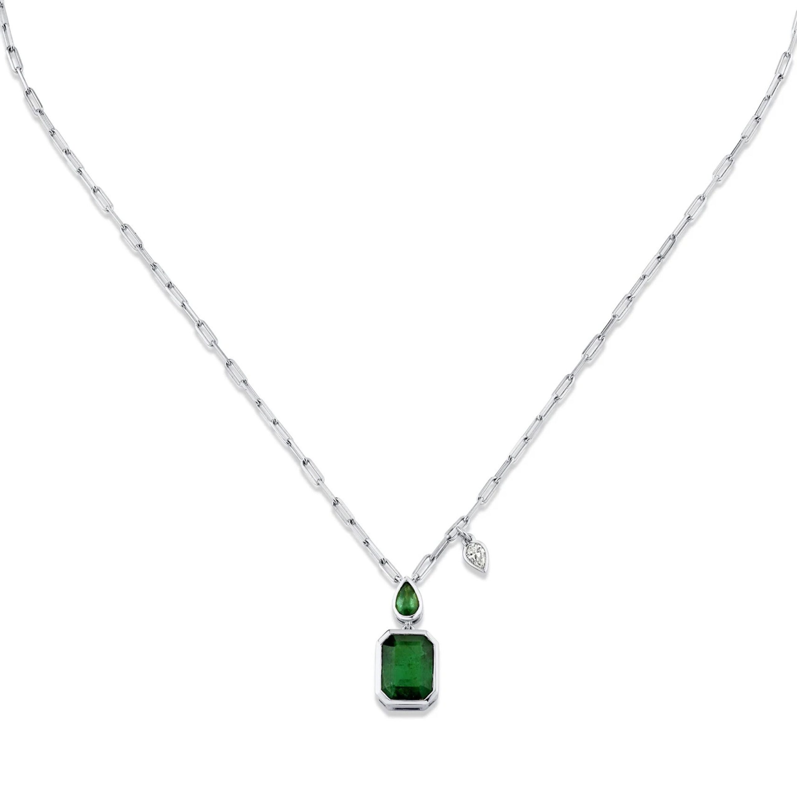 EMERALD DOUBLE DROP NECKLACE - Image 4