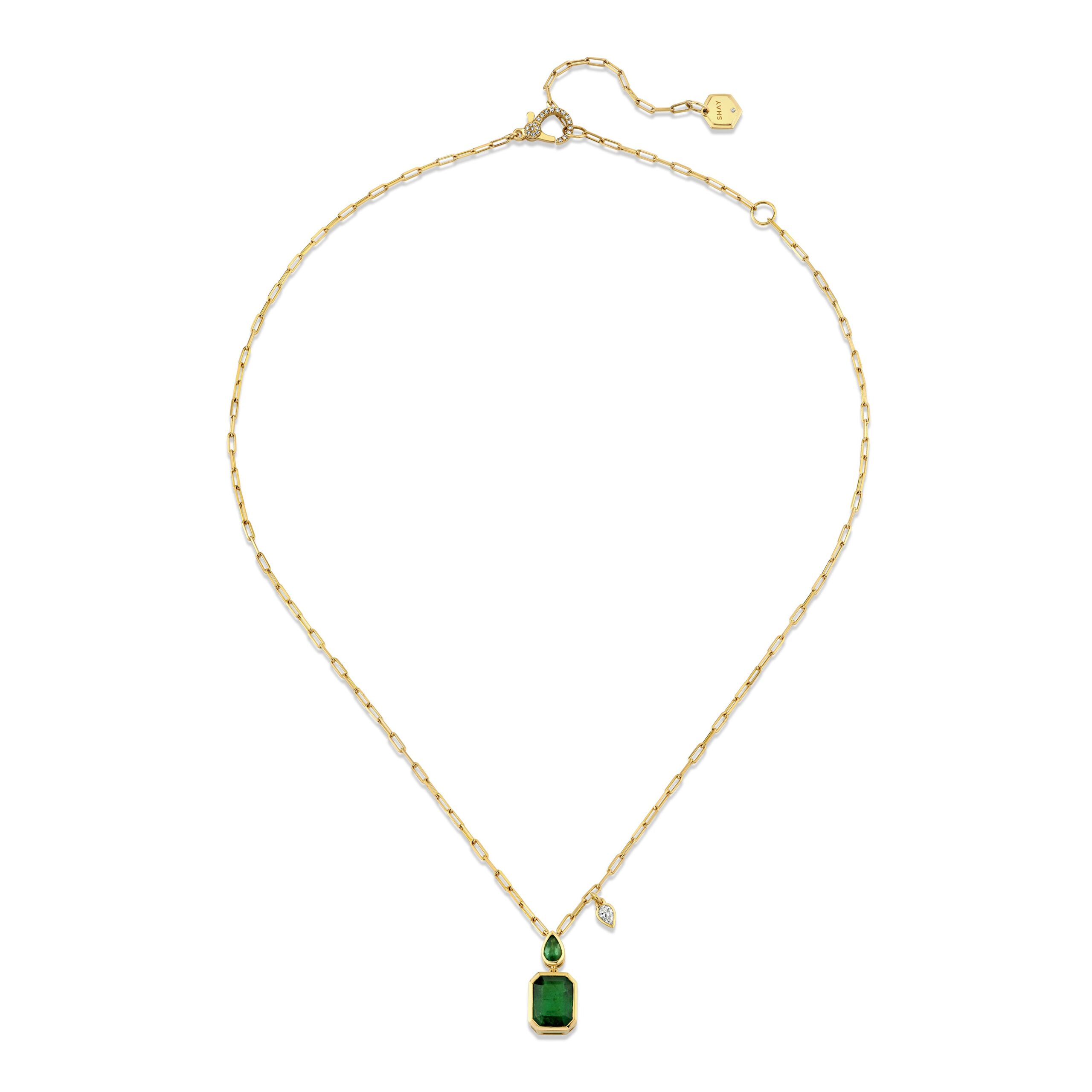 EMERALD DOUBLE DROP NECKLACE - Image 3