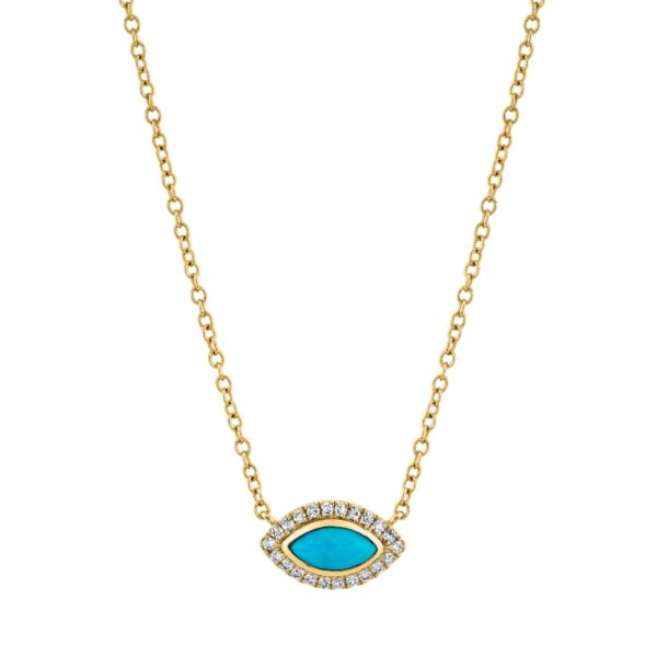TURQUOISE & DIAMOND MINI EVIL EYE NECKLACE