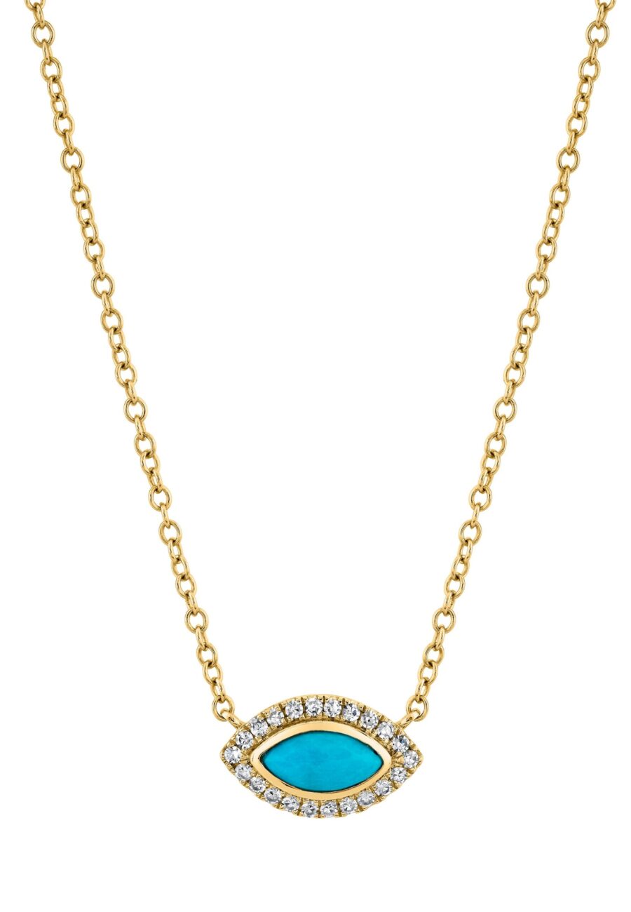 TURQUOISE & DIAMOND MINI EVIL EYE NECKLACE