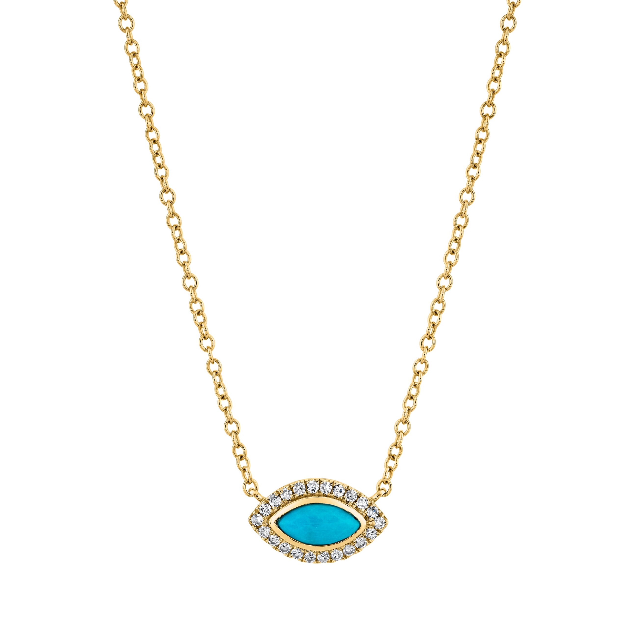 TURQUOISE & DIAMOND MINI EVIL EYE NECKLACE
