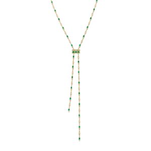 EMERALD & DIAMOND CASCADE Y NECKLACE