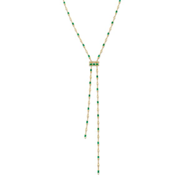EMERALD & DIAMOND CASCADE Y NECKLACE