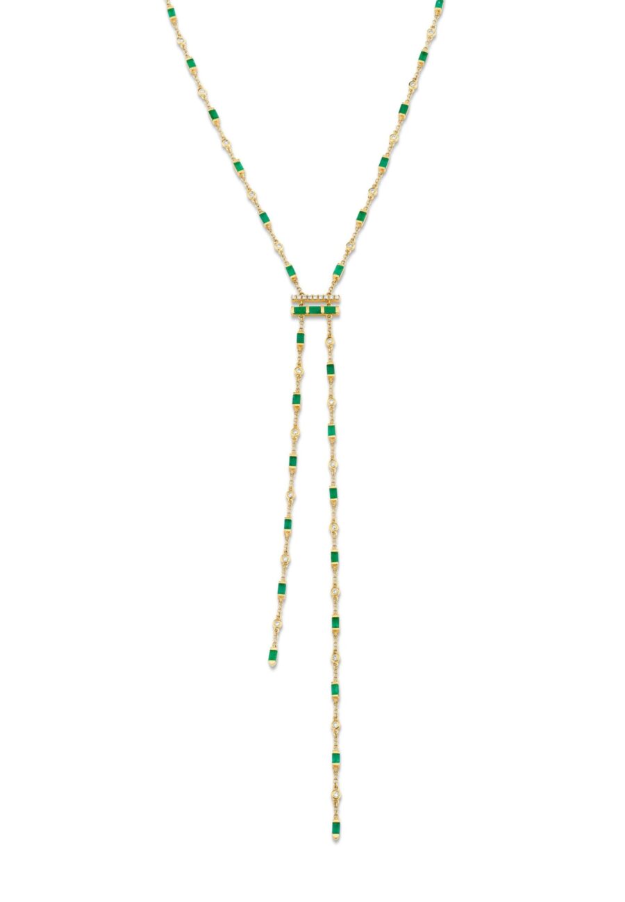 EMERALD & DIAMOND CASCADE Y NECKLACE