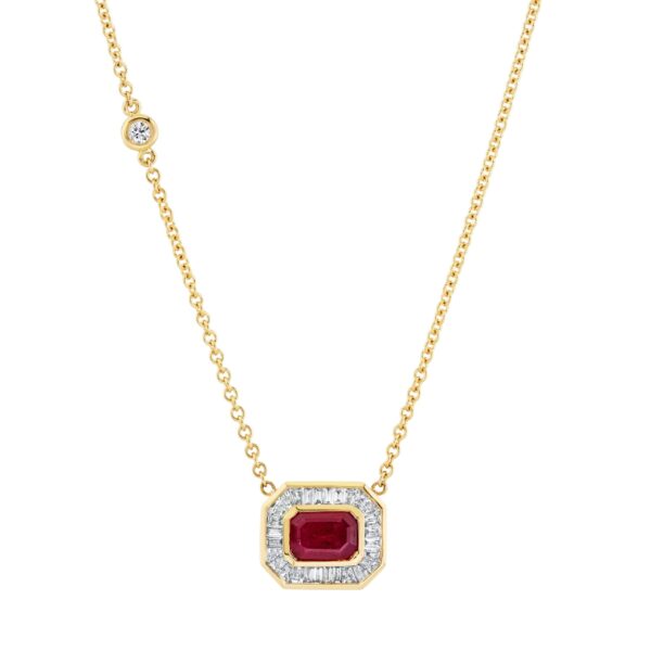 RUBY & DIAMOND HALO NECKLACE