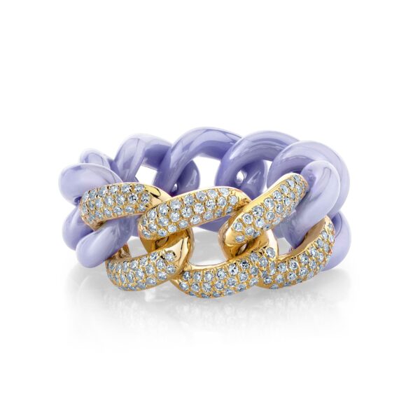 LAVENDER CERAMIC PAVE ESSENTIAL LINK RING