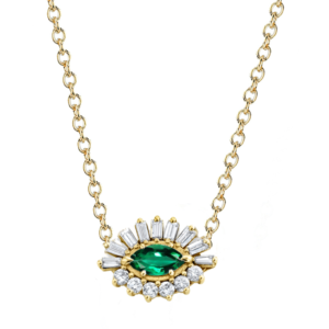 EMERALD & DIAMOND EVIL EYE NECKLACE